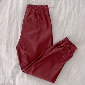 Zara red faux leather joggers | Size XS